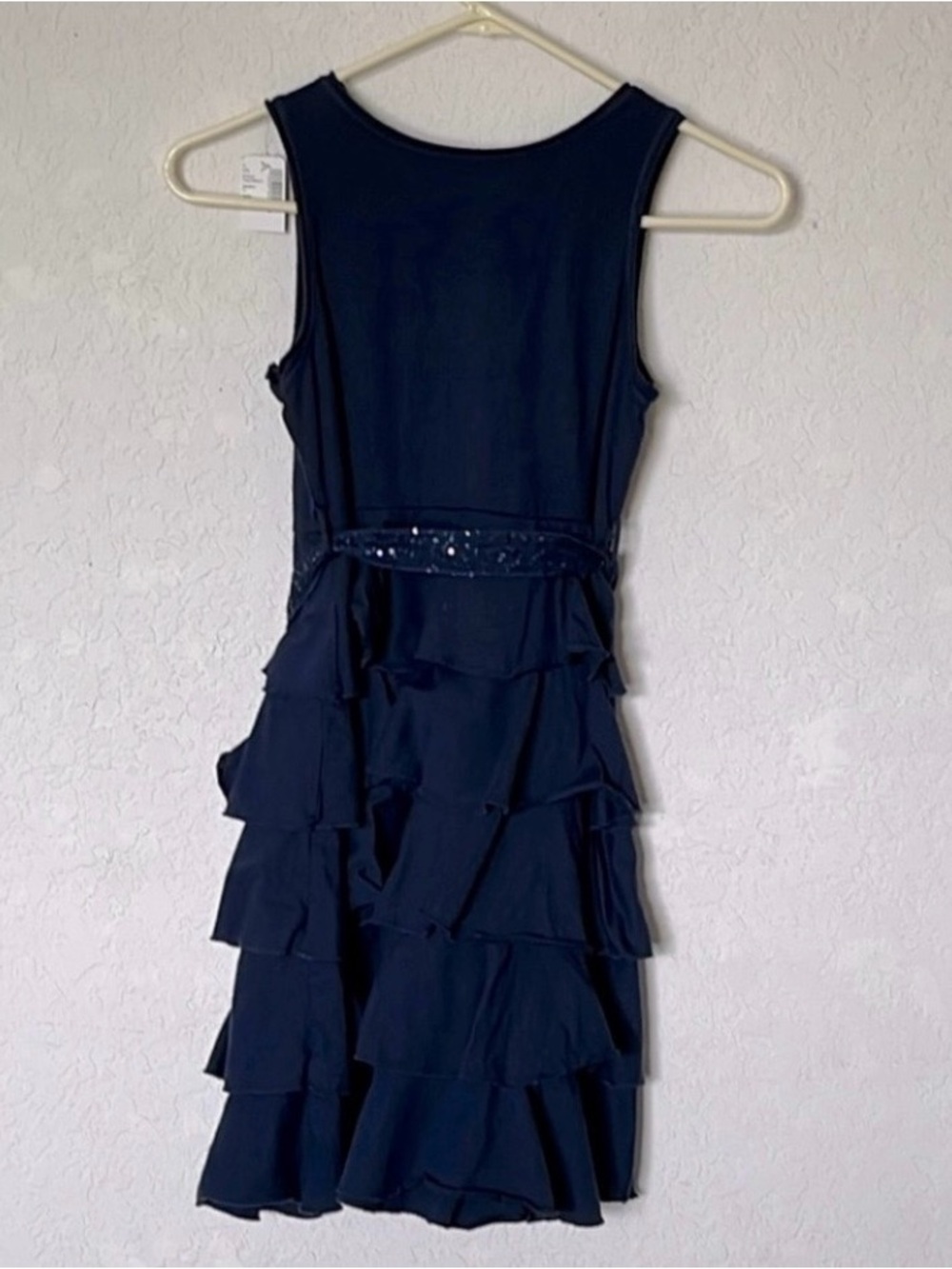 NWT The Children's Place Girls Navy Blue Sequin Belt Tiered
Ruffle Dress L 10/12 - Picture 4 of 11